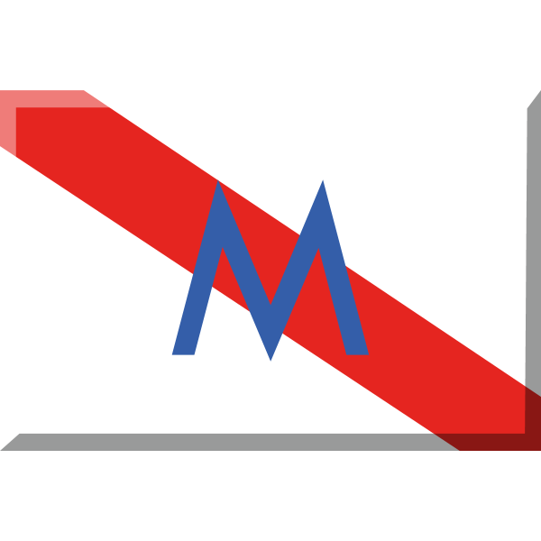 600px – White flag with red diagonal and letter M