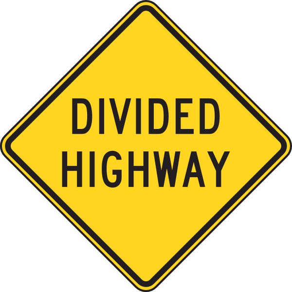 DIVIDED HIGHWAY ROAD SIGN Logo