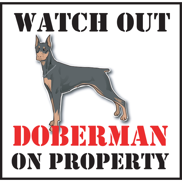 DOBERMAN ON PROPERTY SIGN Logo ,Logo , icon , SVG DOBERMAN ON PROPERTY SIGN Logo