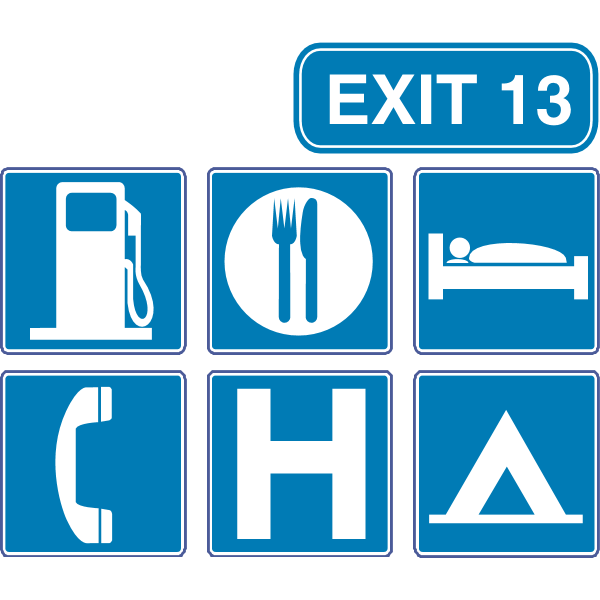 EXIT TO GAS STATION SIGN Logo