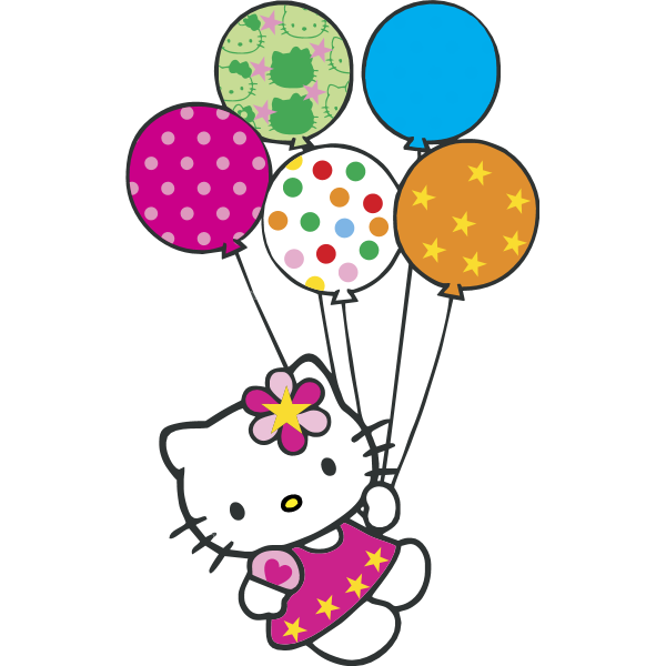 Hello Kitty con globitos ,Logo , icon , SVG Hello Kitty con globitos