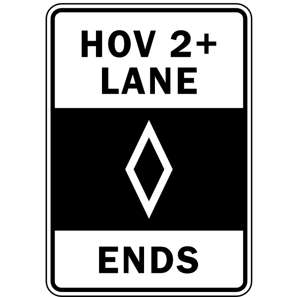HOV 2  LANE ENDS Logo
