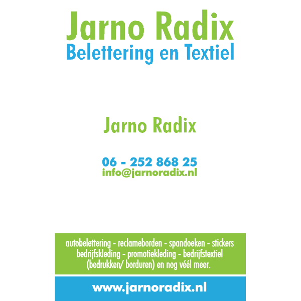 Jarno Radix Belettering en Textiel Logo