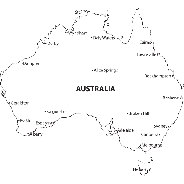 MAP OF AUSTRALIA WITH CITIES Logo