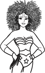 Mulher Maravilha Afro em line art Logo