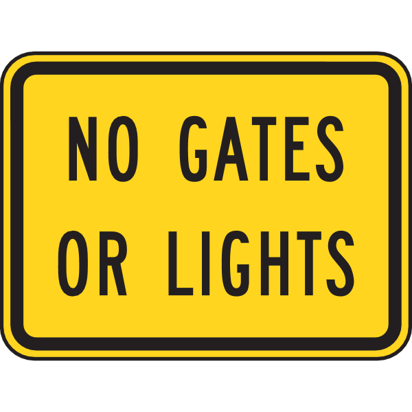 NO GATES OR LIGHTS ROAD SIGN Logo