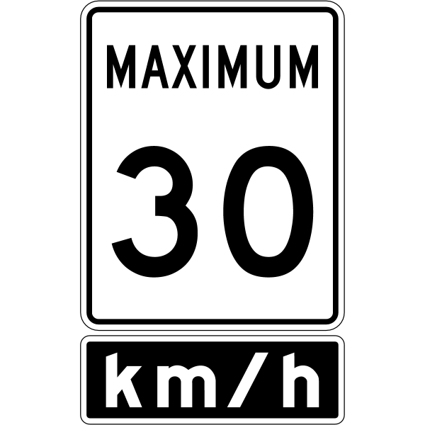 Ontario road sign Rb-1-30 + Rb-7t