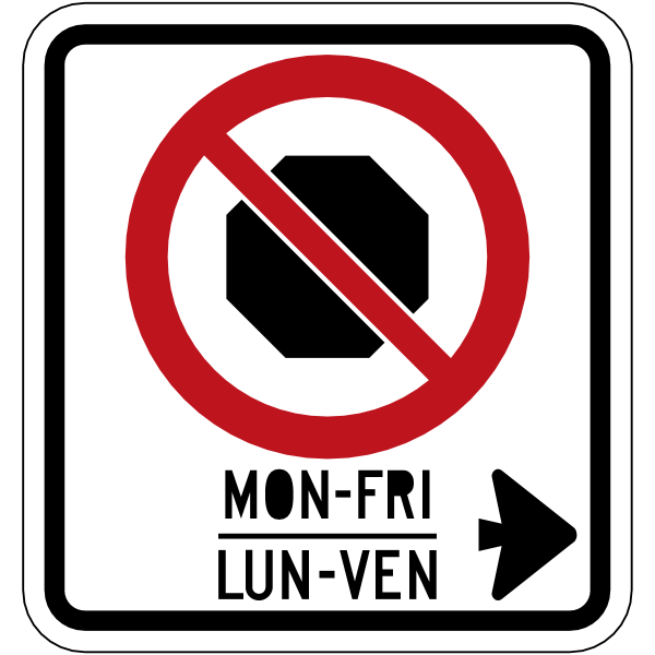 Ontario road sign Rb-55AR (B)