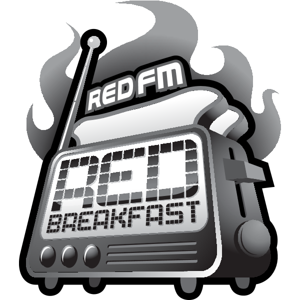 RedFM Red Breakfast Black & White Logo ,Logo , icon , SVG RedFM Red Breakfast Black & White Logo