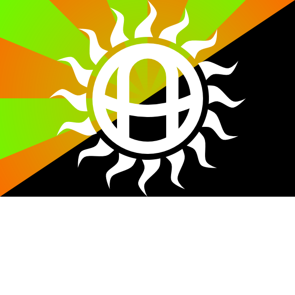 Solarpunk anarchist flag with logo