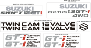 SUZUKI SWIFT GTI & CULTUS GTI 4WD KIT DECAL Logo ,Logo , icon , SVG SUZUKI SWIFT GTI & CULTUS GTI 4WD KIT DECAL Logo